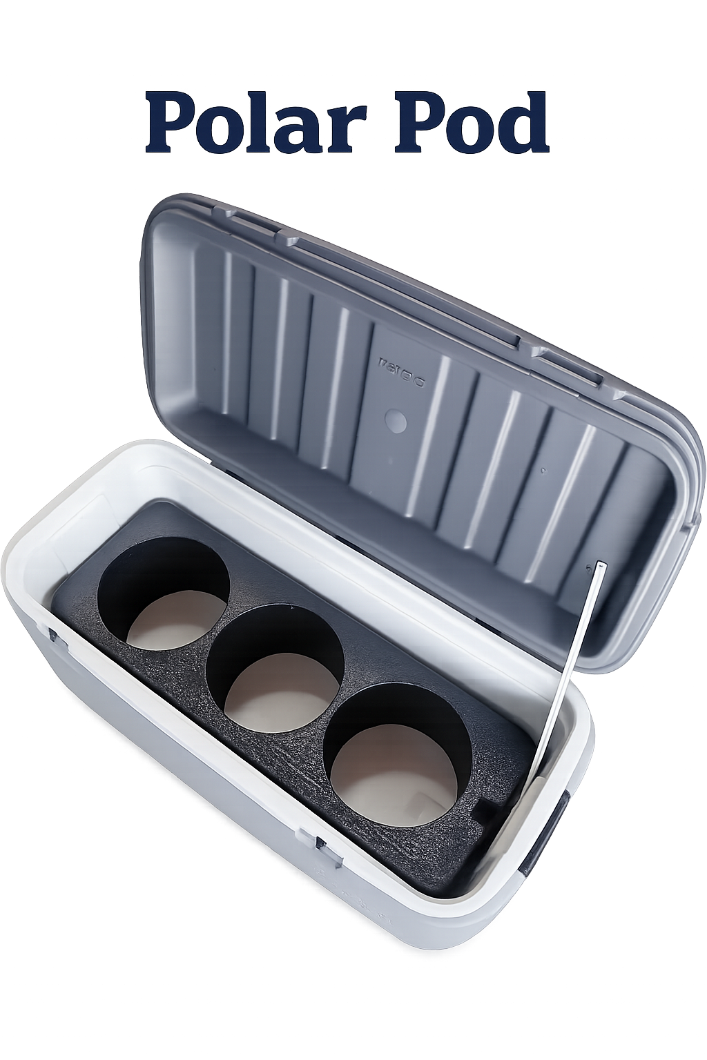 Open Polar Pod cooler with three cup holders